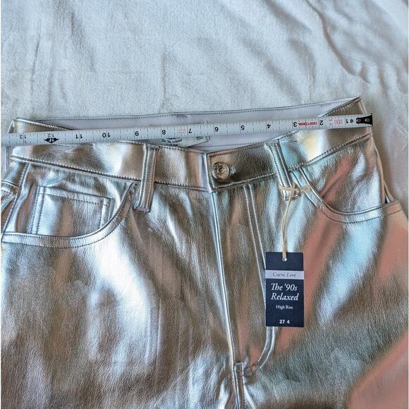 NWT Abercrombie & Fitch Metallic Silver High Rise 90s Relaxed Jeans, size 27/4 - Picture 5 of 9